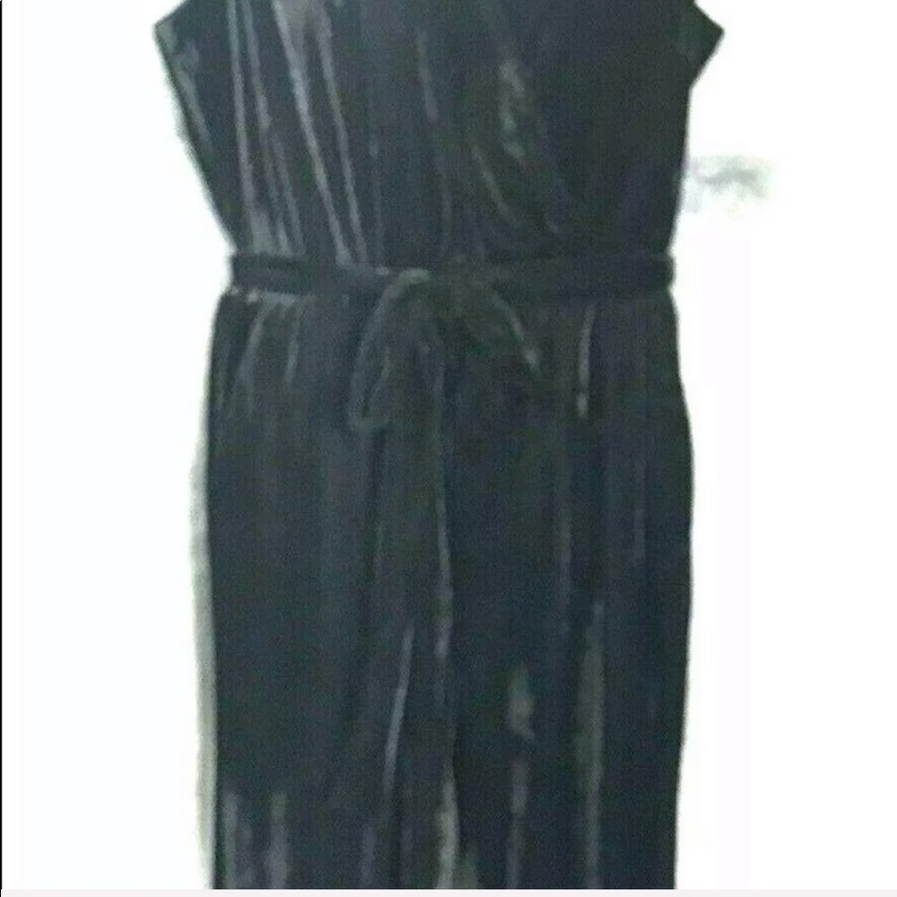 NY Collection Jumpsuit Black Velvet Jumpsuit - Picture 6 of 8
